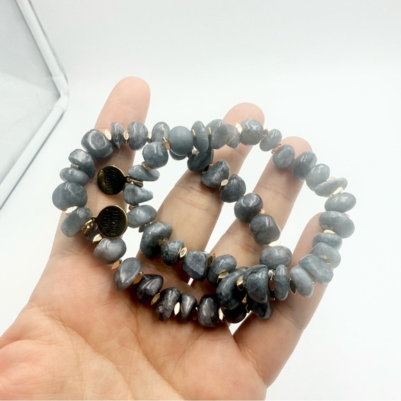 Kinsley Armelle Elegant NAVY BRACELET ANGELITE Gemstone Bracelet Two Sets - Picture 4 of 6